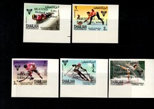 1968 SHARJAH GRENOBLE Winter Olympic Games compl set 5 val OVPT Imperforeted MNH