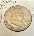 1949 D US Franklin 90% Silver Half Dollar Coin
