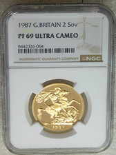 1987 Great Britain Gold 2 Sovereign NGC PF69 Ultra Cameo New Holder #N350