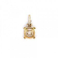 Pendant Semi Mount Cushion 6mm In 14K Yellow Gold With Diamond Accents (53101)