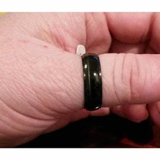 New Black Stainless Steel Faux Tiger Eye Style Ring Band Size 10 USA Seller