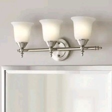 Hampton Bay Olgelthorpe 22 in. 3-Light Brushed Nickel Bathroom Vanity Light