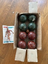 Vintage  Early Sportcraft Bocce Set Made In Italy W/Original Box Model 01775