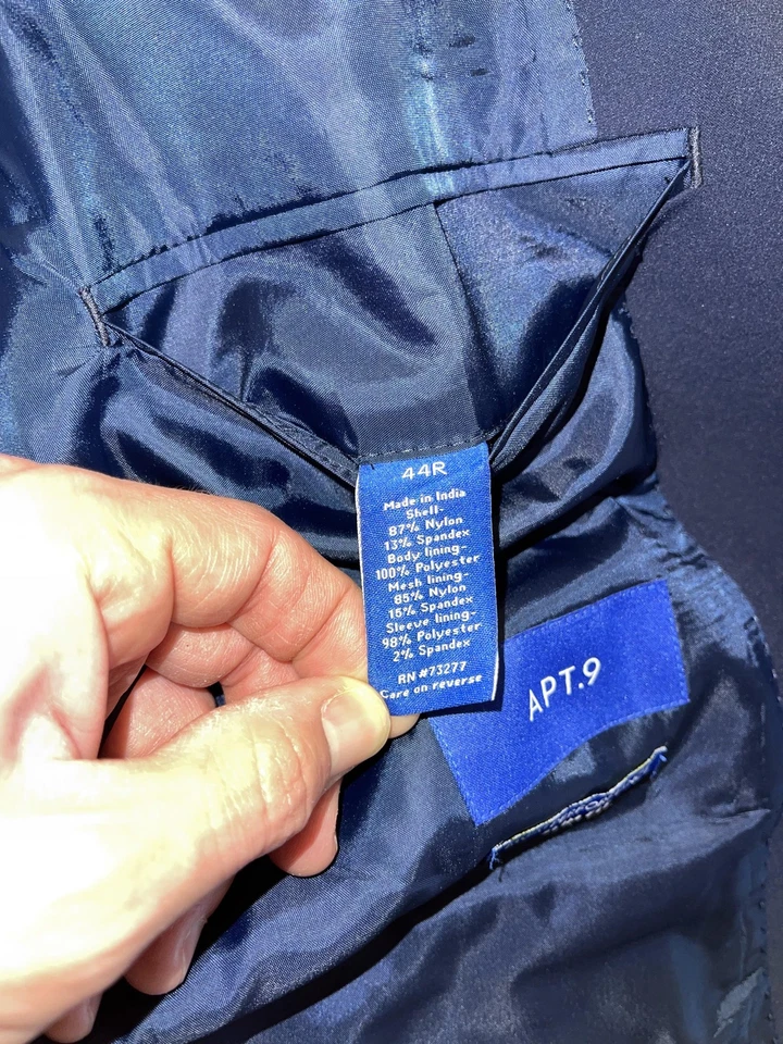 Apt. 9 Blazer Para Hombres 44R Azul Marino Premier Flex Performance Calce Ajustado Abrigo Deportivo Elástico Foto 4 de 4