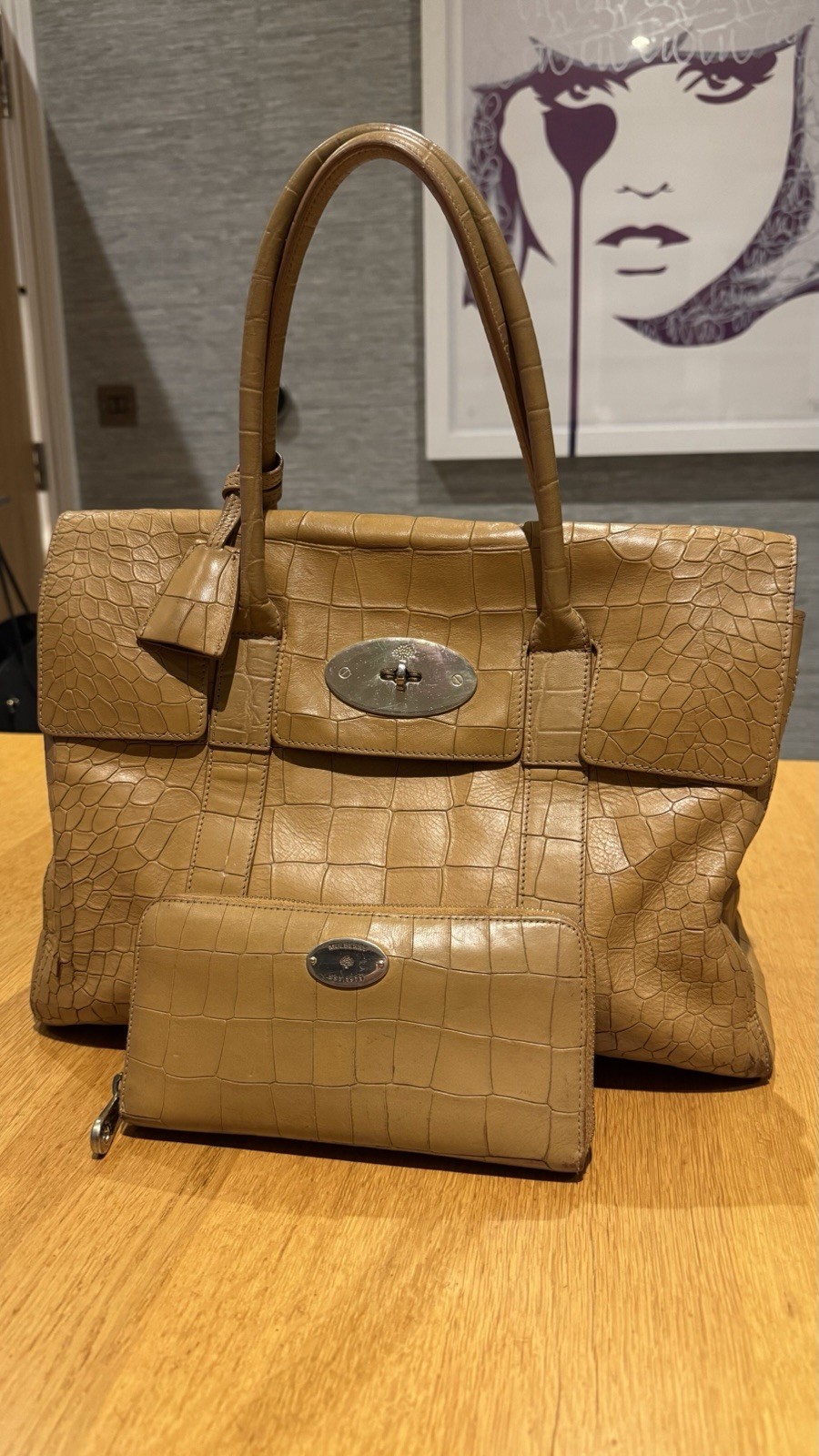 Mulberry Bayswater Croc-Embossed Vegetable Tanned Leather Tote + Purse