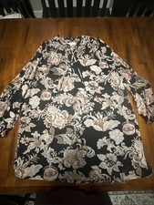 LOFT Womens XS Black Floral Shift Dress Fully Lined Long Sleeve Casual 71