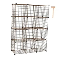 C&AHOME Almacenamiento de cubos de alambre, 12 cubos organizadores de Marrón