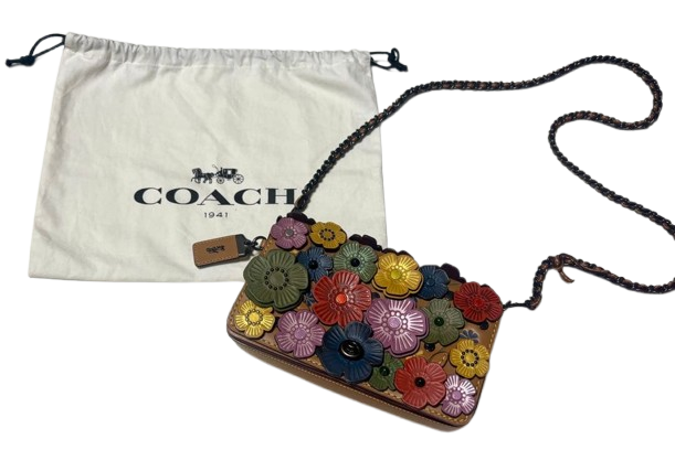 [Authentic w Dustbag] COACH 1941 Dinky Rainbow Tea Rose Applique Crossbody Bag