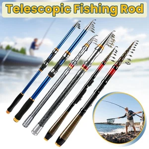 Carbon Fiber Telescopic Fishing Rod Sea Saltwater Freshwater Spinning Pole New