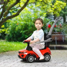 2-In-1 Kid Riding Baby Toy Stroller with Function Safety Bar, Red