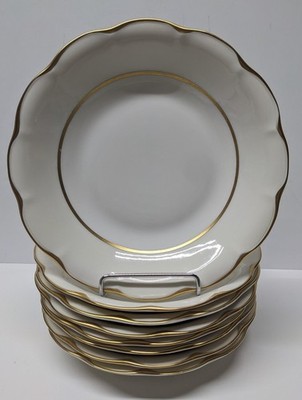 Set of 8 Theodore Haviland Concorde New York Soup Bowls 7 1/2'' Ivory w/ Gold