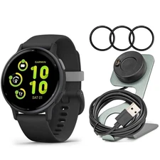 Garmin Forerunner 165 GPS Running Smartwatch (Black/Slate Gray) Bundle