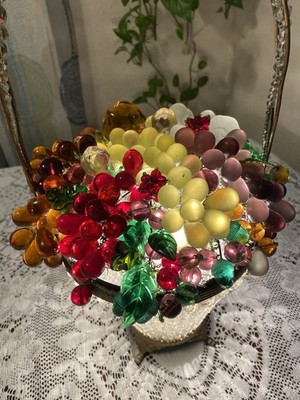 Antique 1920s Czech Czechoslovakian Art Glass Fruit Basket Lamp Regency Decor