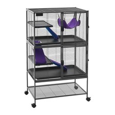 Uimoso Metal 4-Tier Small Animal Cage with Hammock, Ramps, and Rolling Tray