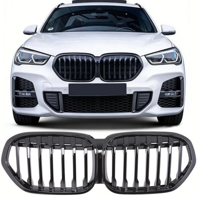 NIEREN GRILL ZIERGITTER PASST FÜR BMW X1 F48 LCI 19-22 EINZELSTEG GLÄNZ SCHWARZ