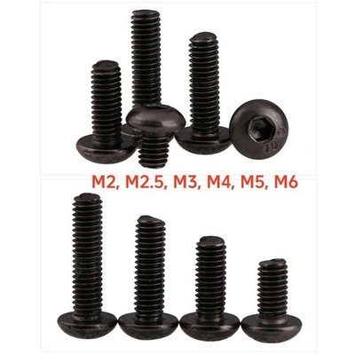 M2-M6 Innensechskant Knopfkopf Schrauben Schwarz Vernickelt 10,9 Stahl DIN 7380