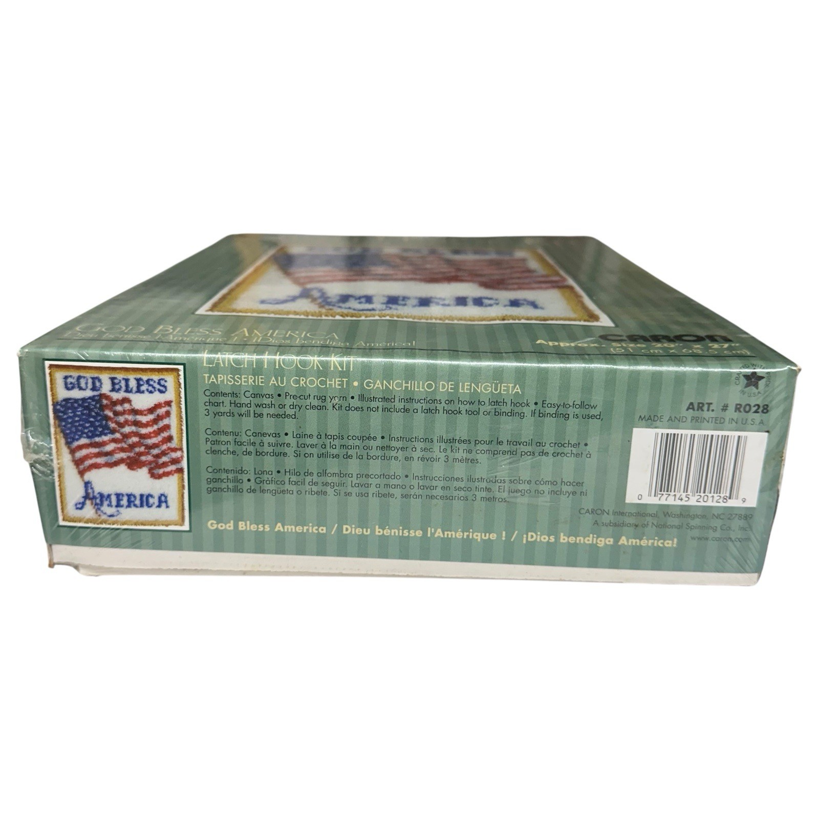 Caron Natura Latch Hook Kit GOD BLESS AMERICA 20X27" Square Flag USA NEW SEALED