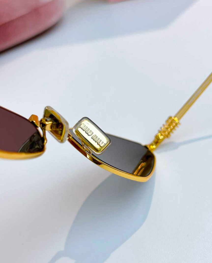 Miu Miu SMU 56Z logo Sunglasses Gold/Gray lenses New | eBay