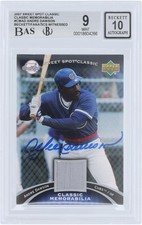 Andre Dawson Cubs Signed 2007 Upper Deck Sweet Spot Classic #CM-AD BAS 9/10 Card