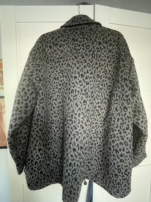 Gap Jacket shacket Leopard Print Recycled Wool Gray Coat XL