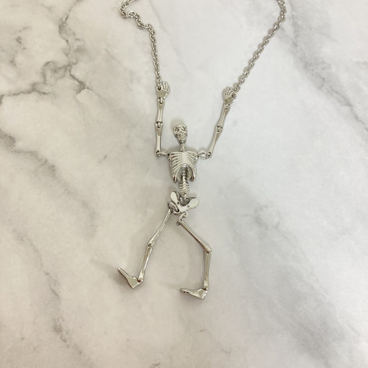Vivienne Westwood Necklace Skull Skeleton Silver w/Pouch NO BOX | eBay