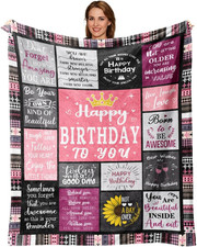 Birthday Gifts for Women Girls Throw Blanket 60"X50", Happy Birthday Decorations