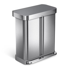 simplehuman 58 Liter Kitchen Dual Compartment Recycling Trash Can Stainless