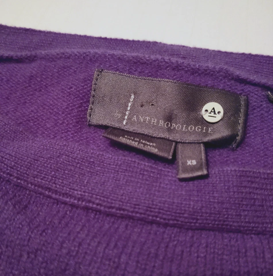 Suéter para mujer ANTHROPOLOGIE 100 % CACHEMIR (XS) púrpura CUERPO ANCHO Foto 4 de 4