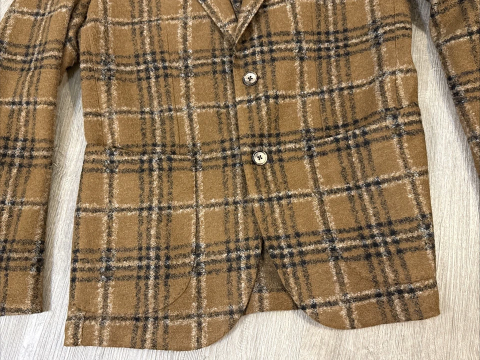 NWT Brando by Lubiam Mantova Blazer 50R EU Caramel Plaid Wool Blend Jacket Italy - Image 4 of 4