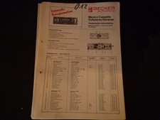 Original Service Manual Schaltplan Becker Mexico Cassette Vollstereo Reverse