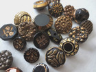 Lot Vintage Black Buttons - Silver & Gold Incised & Trim — photo 6