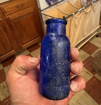 Bromo Seltzer Emerson Drug Co Baltimore MD Cobalt Blue Bottle 1920s Dug Patina