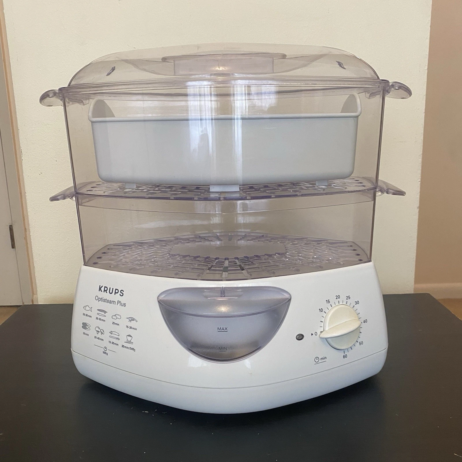 Krups 652 Optisteam Plus 2 Tier Food Steamer Kitchen Appliance 2 Trays Rice Bowl