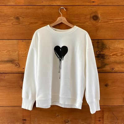 Zadig & Voltaire $228 White Oscar Flowing Heart Sweatshirt - Sz L - NEW - 0417DL