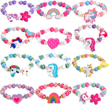 12 Pcs Kids Bracelets for Toddlers Girls - Unicorn Party Favors Pinata Stuffers