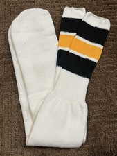 NEW NWOT Vtg Men's 24" long Black  Gold Stripes Tube Socks
