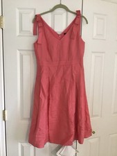 Ann Taylor Women's Pink Sleeveless V-Neck Bow Accent Knee Length A-Line Dress 4P