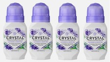  Pack 4 Crystal Mineral Deodorant Roll-On Lavender  White Tea 2.25 oz