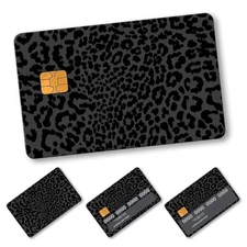 4-Pack Black Leopard Print Credit Card Skin | Dark Animal Print Fashion Decal