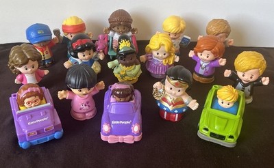 Little People Lot Of 16 Figures Disney Wheelies Wonder Woman Barbie Figures