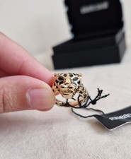 Anello Pantera Roberto Cavalli placcato oro 14 ct nuovo con etichetta