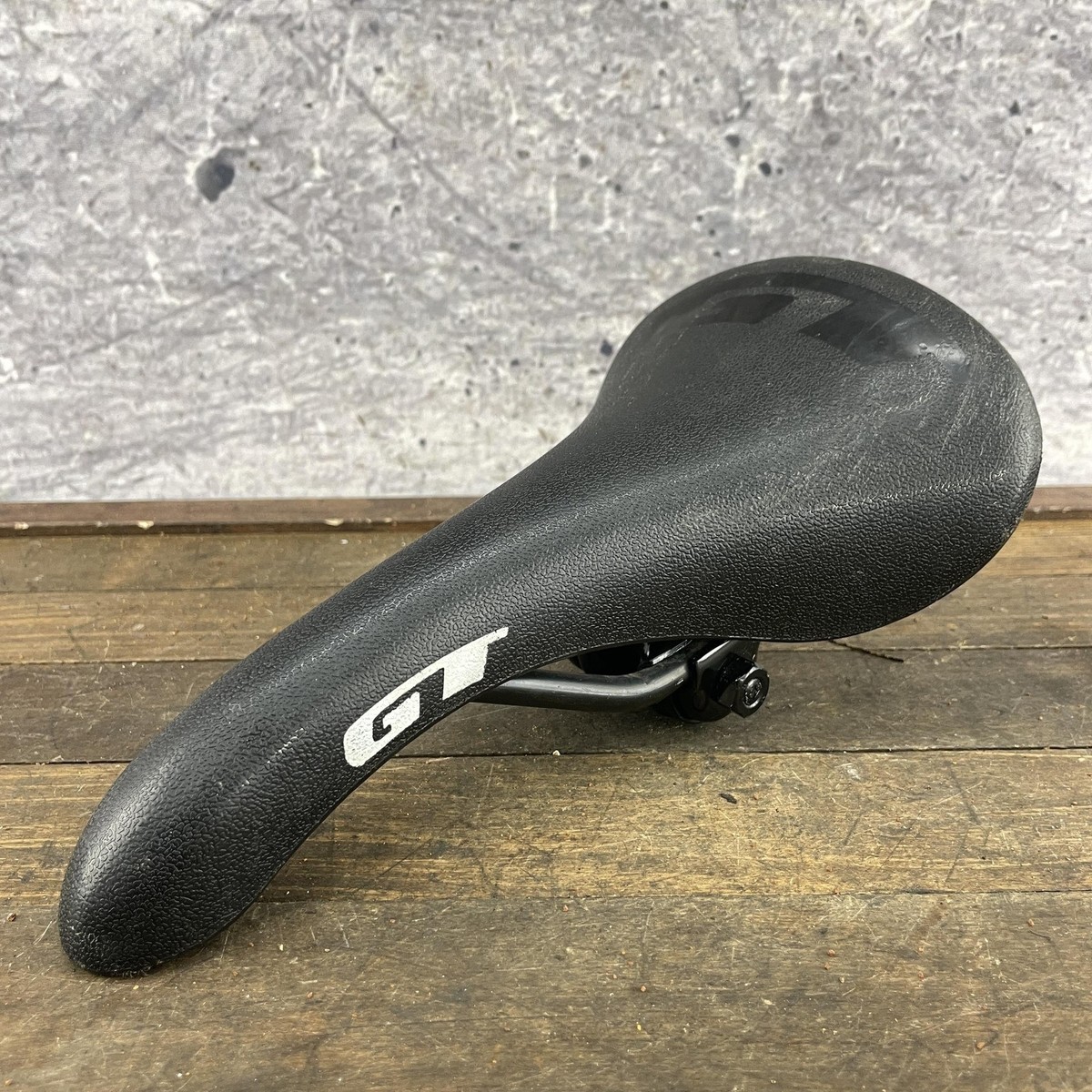 GT BMX Bike Saddle Dropnose Seat Black w/ Clamp Rails 460g GT Logo