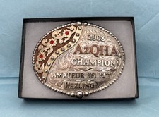 Vintage 2008 AZQHA Champion Quarter Horse Rodeo Heeling Gem Trophy Belt Buckle