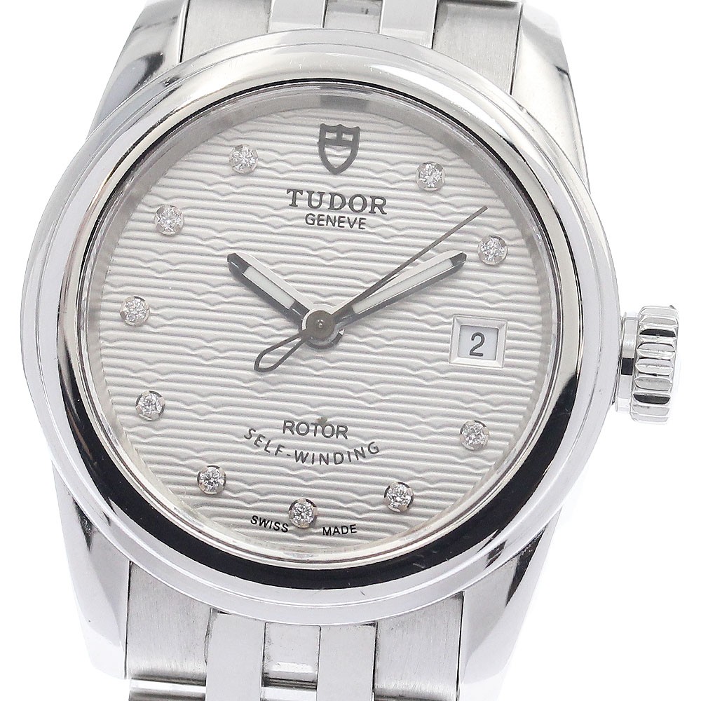 TUDOR Glamour 51000 Date 10P diamond Silver Dial Automatic Ladies Watch_942638 Tudor Glamour Date Diamond Dial 51000-0002: A Stunning  main image 2
