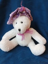 RARE Vintage Dan Dee Victorian White Teddy Bear 13" Plush Stuffed Animal Toy