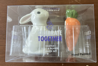 Kohl's Celebrate Together Bunny & Carrot Stoneware Salt & Pepper Shaker Set NEW!