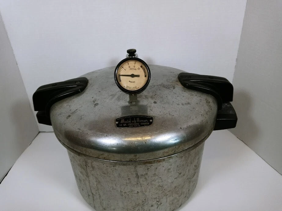 Vintage Maid of Honor 12 QT. Heavy Cast Aluminum Pressure Cooker Mod 620.12