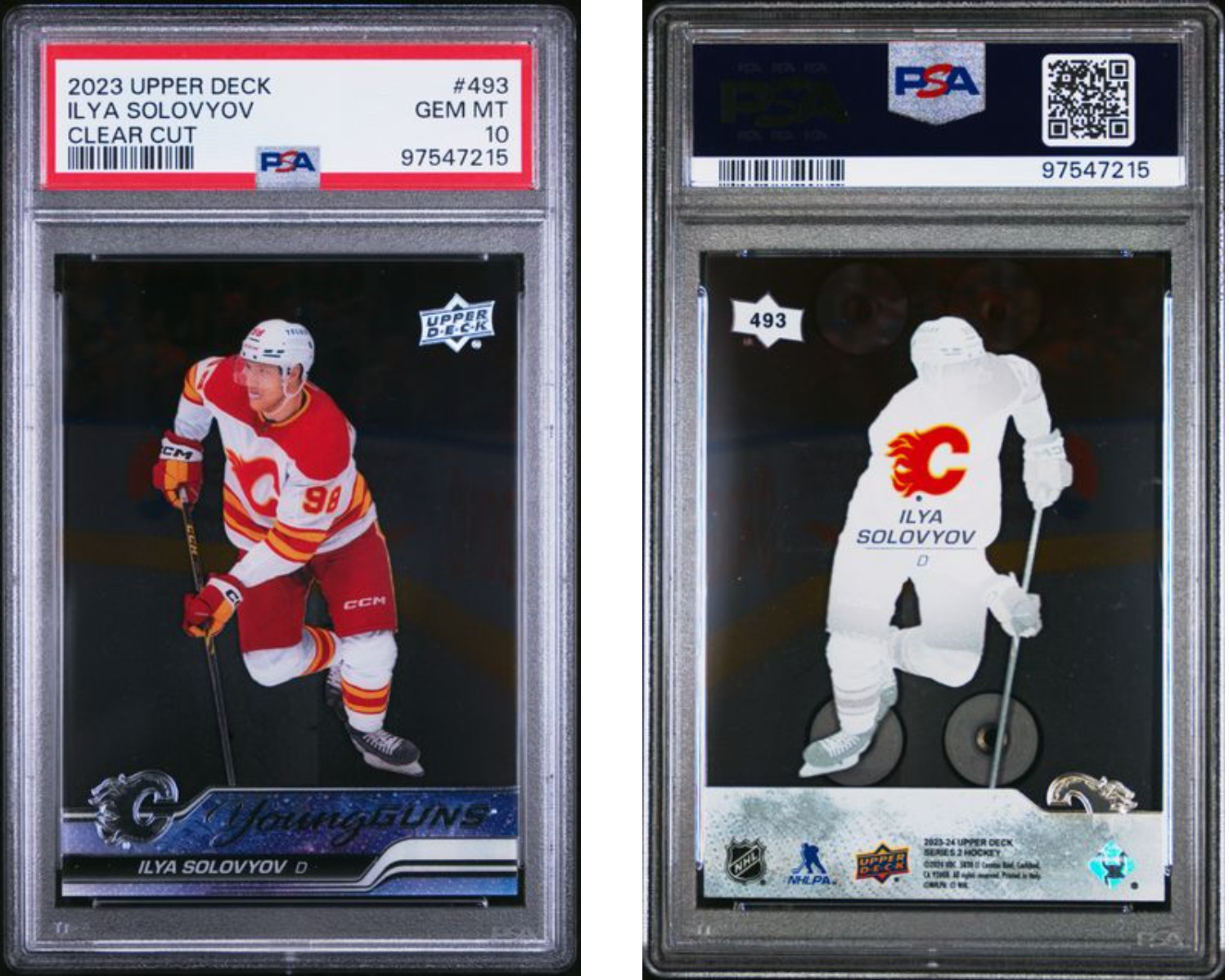 2023-24 ILYA SOLOVYOV Upper Deck Young Guns Clear Cut #493 - PSA 10 Flames