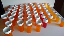 Medicine Bottles Lot Of 50 Empty Amber Red Used Crafts Beads Storage Containers