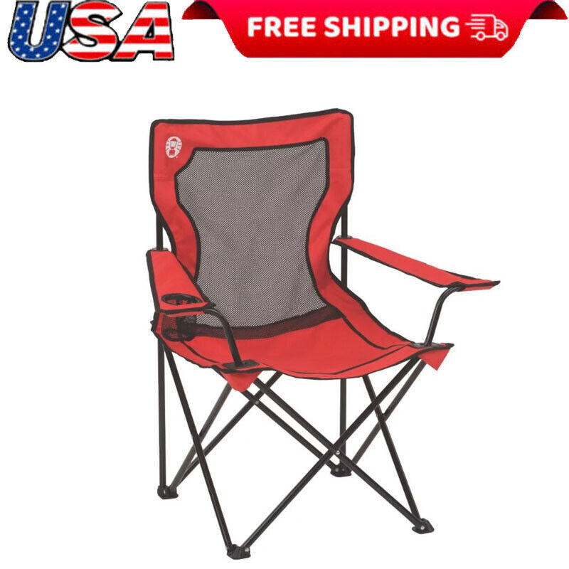 Portable Lightweight Broadband Mesh Quad Adult Camping Chair Foldable for Outdoor Comfort